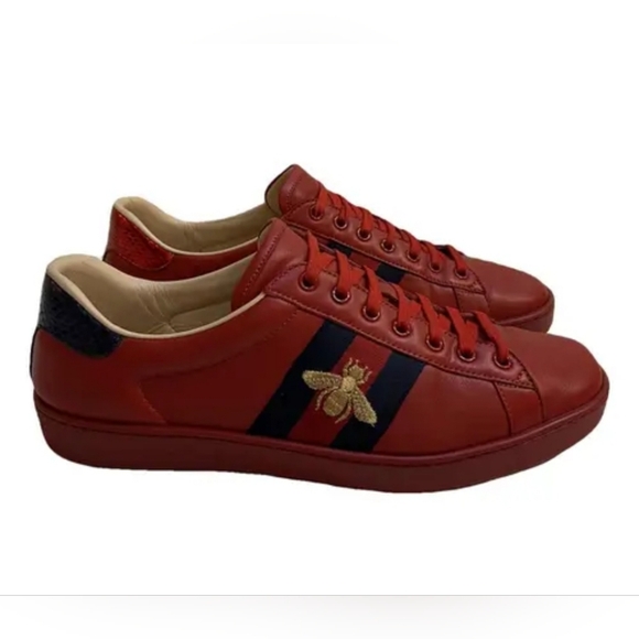 Gucci Freya Hartas Ace Sneakers Embroidered Leather men's 9.5 - Picture 1 of 10